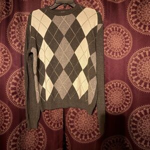 Brandy Melville Argyle Sweater - Brown and Cream